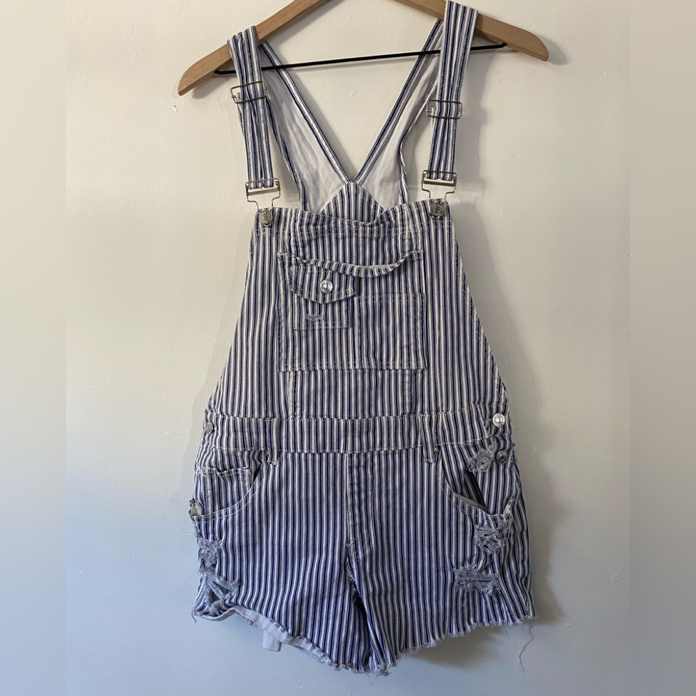NWOT Almost Famous Blue and white striped shortall